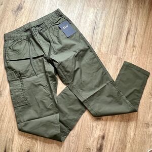 BYLT Basics ‘The BYLT Pant’ Drawstring Ripstop Cargo Olive Mens Large 33” NWOT